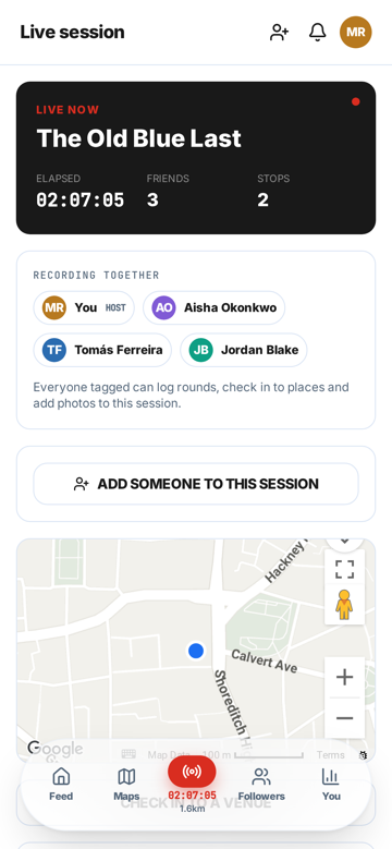 TABS live session tracking time, Stops and units per hour